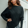Asymmetrical Cable Knit Sweater Sweaters Kate Hewko Black One size 