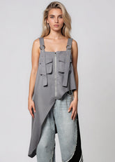 Asymmetrical Cargo Zip Tank Tank Tops Kate Hewko 