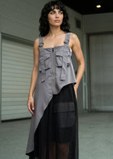 Asymmetrical Cargo Zip Tank Tank Tops Kate Hewko Grey One size 