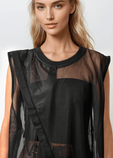 Asymmetrical Mesh Overlay Vest Vests Kate Hewko 