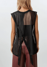 Asymmetrical Mesh Overlay Vest Vests Kate Hewko 