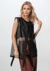 Asymmetrical Mesh Overlay Vest Vests Kate Hewko 