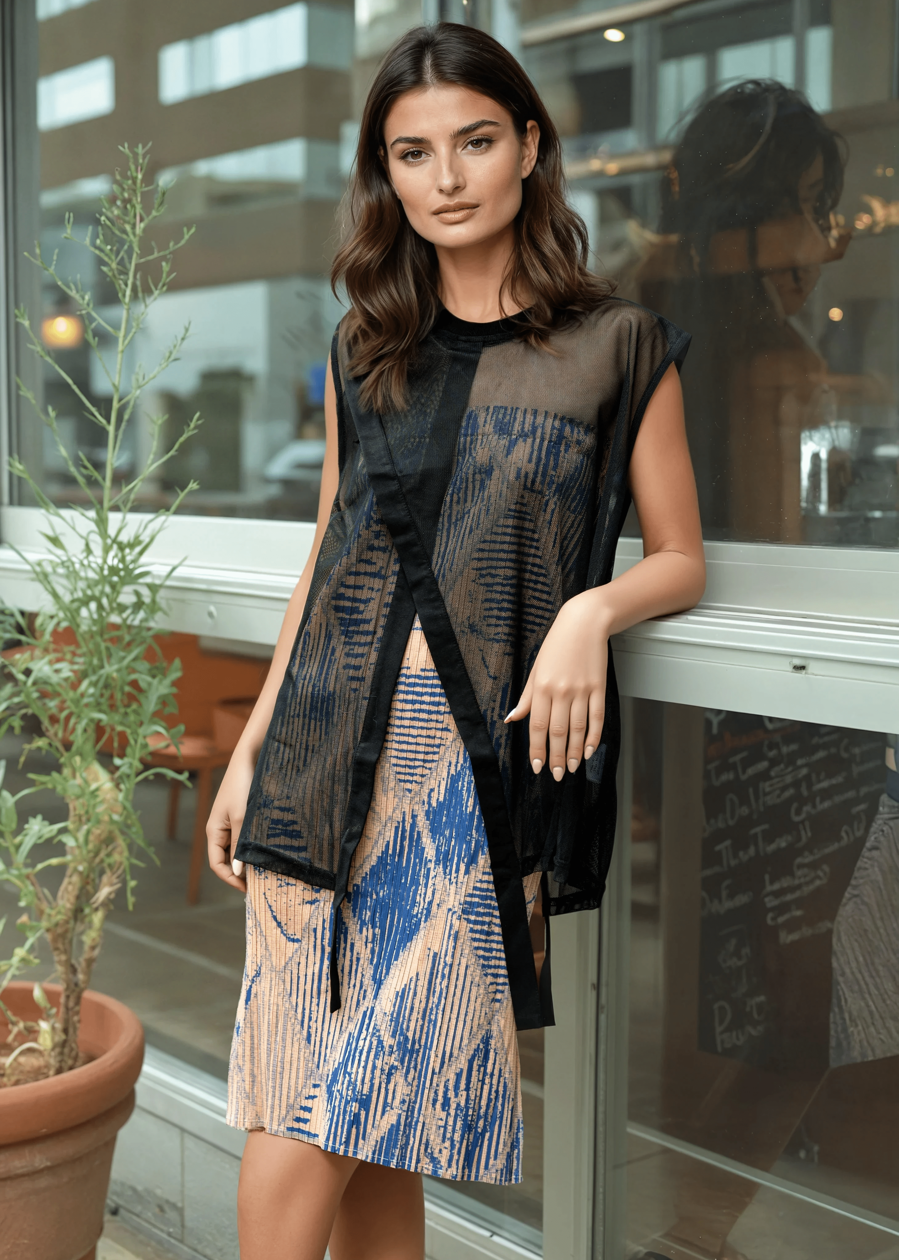 Asymmetrical Mesh Overlay Tank Top - Kate Hewko Asymmetrical Mesh Overlay Tank Top - Kate Hewko