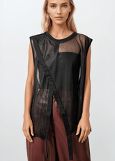 Asymmetrical Mesh Overlay Vest Vests Kate Hewko 