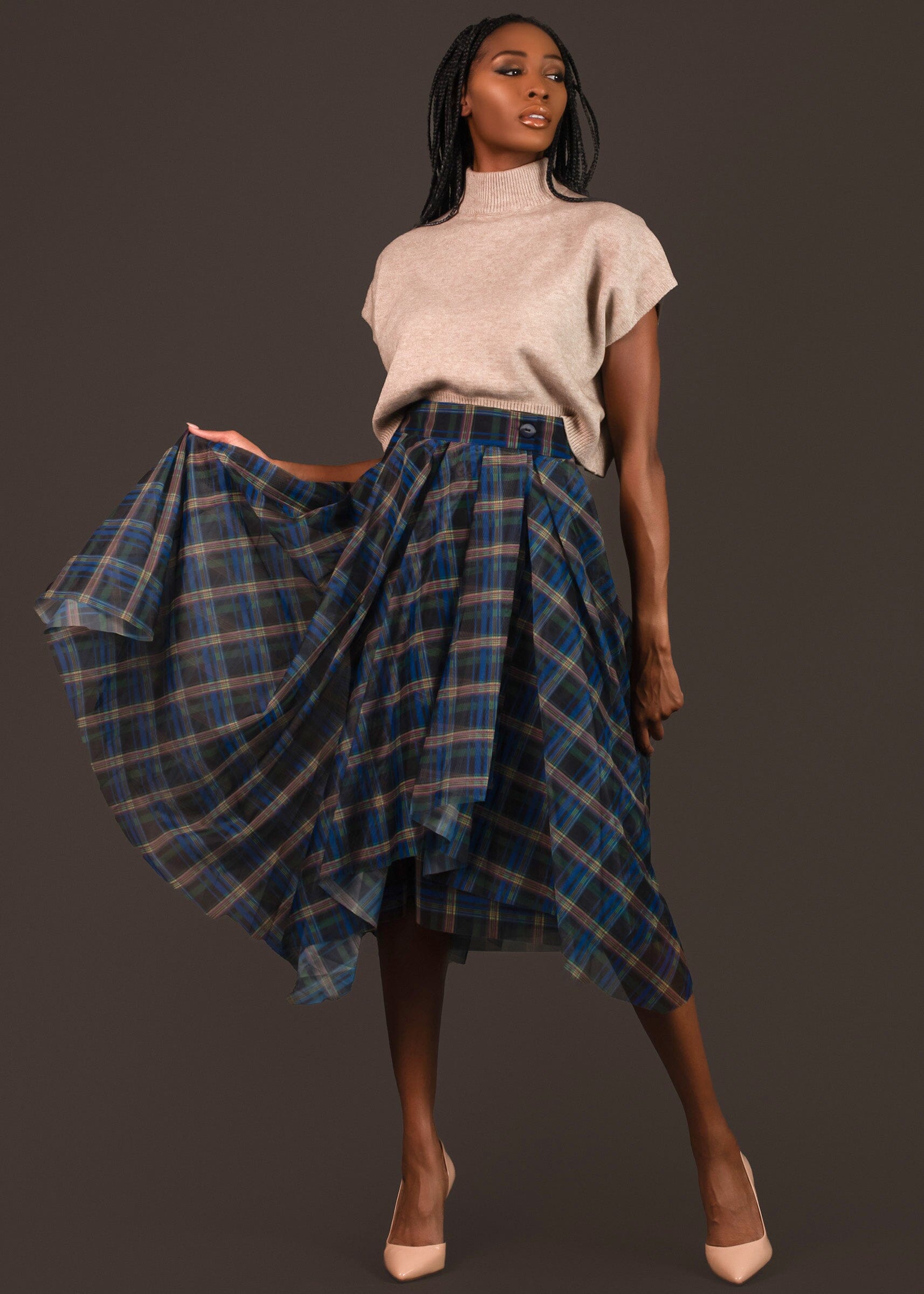 Asymmetrical Plaid Tulle Skirt Skirts Kate Hewko 