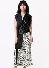 Asymmetrical Sequin Fringe Wrap Vest Vests Kate Hewko 