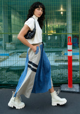 Athleisure Color Block Denim Skirt Skirts Kate Hewko 