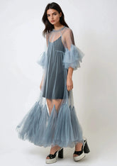 Avant Garde Tulle Overlay Dresses Kate Hewko Blue One Size 