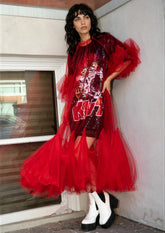 Avant Garde Tulle Overlay Dresses Kate Hewko Red One Size 
