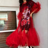 Avant Garde Tulle Overlay Dresses Kate Hewko Red One Size 