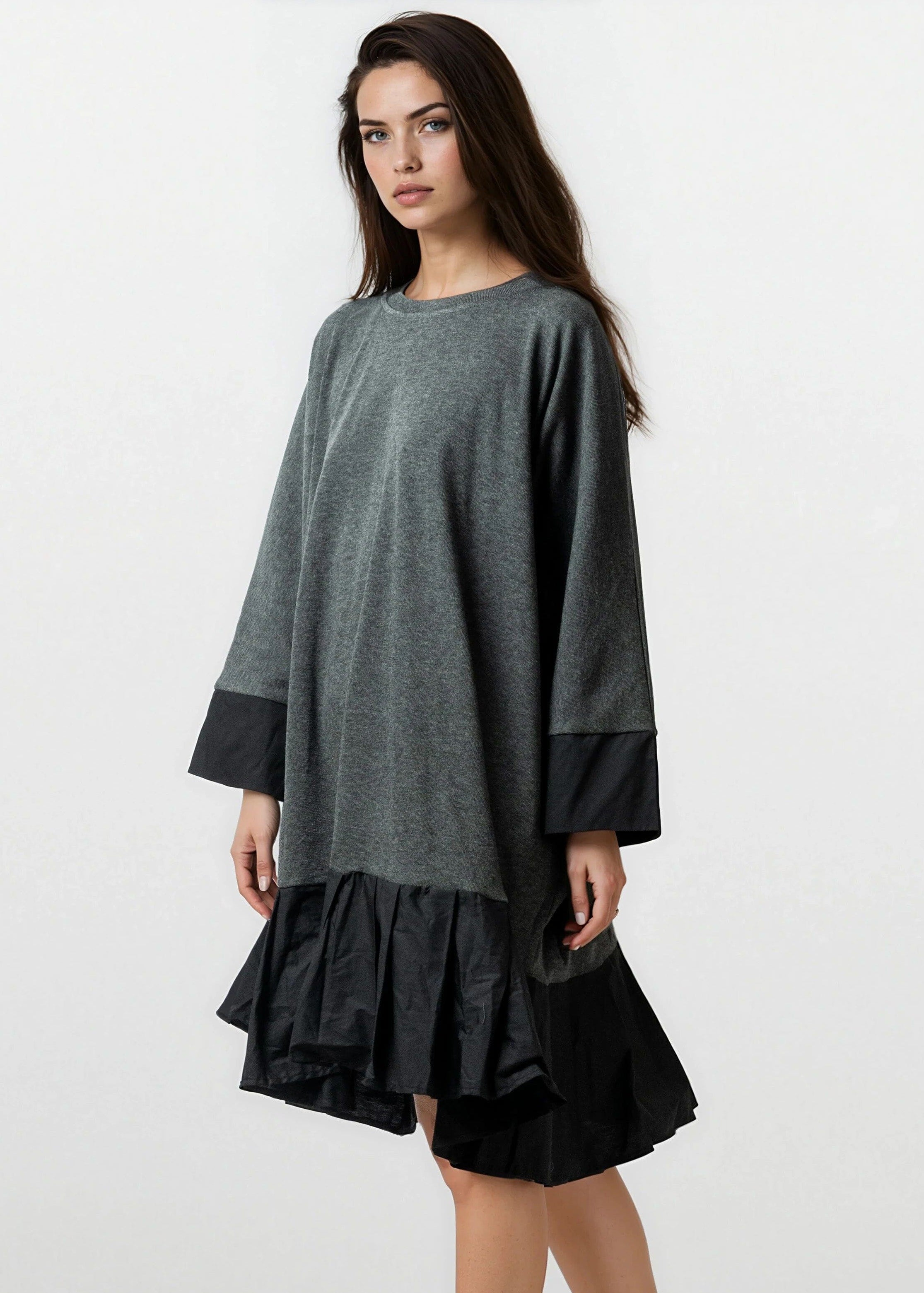 Babydoll Hem Long Sleeve Dress - Kate Hewko Black / One size Babydoll Hem Long Sleeve Dress - Kate Hewko Black / One size