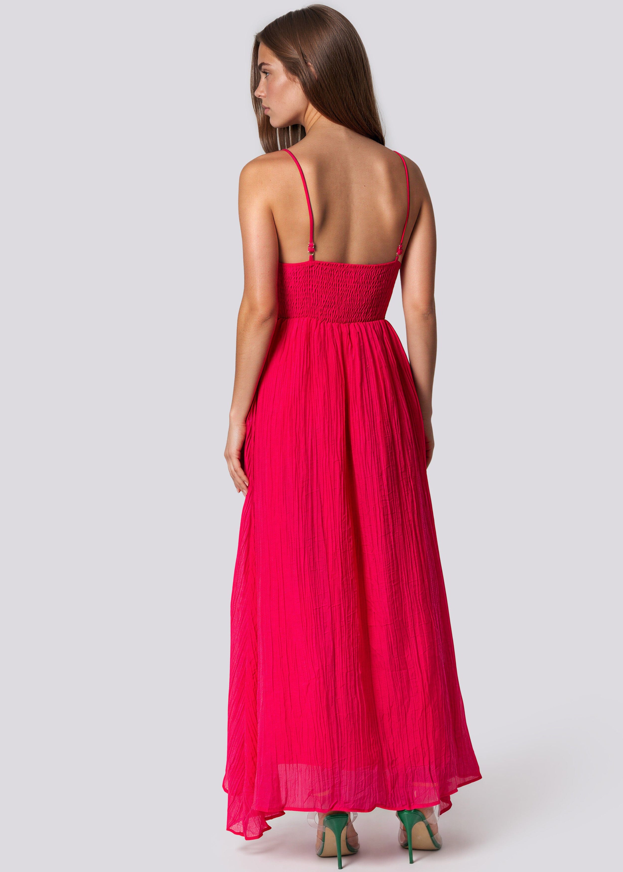 red smocked maxi dress Kayleen Red Smocked Bodice Maxi Dress, Medium