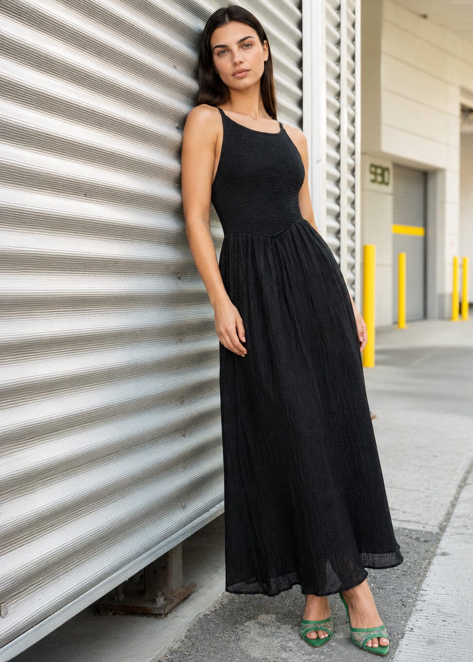 black smocked maxi dress Vacation Cove Smocked Maxi In Black