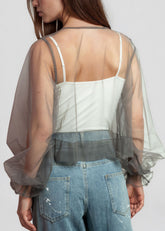 Balloon Sleeve Sheer Tulle Blouse Long Sleeve Tees Kate Hewko 