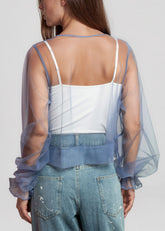 Balloon Sleeve Sheer Tulle Blouse Long Sleeve Tees Kate Hewko 