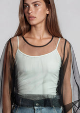 Balloon Sleeve Sheer Tulle Blouse Long Sleeve Tees Kate Hewko 