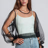 Balloon Sleeve Sheer Tulle Blouse Long Sleeve Tees Kate Hewko Black One size 