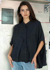 Batwing Sleeve Collarless Blouse Blouses Kate Hewko 