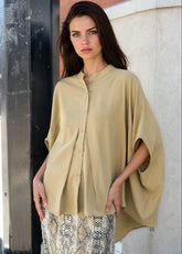 Batwing Sleeve Collarless Blouse Blouses Kate Hewko 