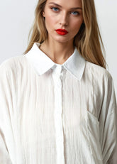 Batwing Sleeve Linen Button Up Blouses Kate Hewko 