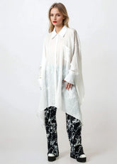 Batwing Sleeve Linen Button Up Blouses Kate Hewko 