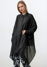 Batwing Sleeve Linen Button Up Blouses Kate Hewko 