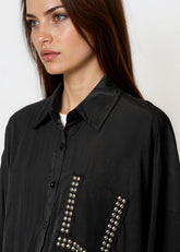 Batwing Studded Short Sleeve Top Blouses Kate Hewko 