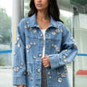 Beaded Flower Denim Jacket Outerwear Kate Hewko 