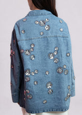 Beaded Flower Denim Jacket Outerwear Kate Hewko 