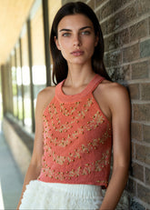 Beaded Knit Crop Tank Top Tank Tops Kate Hewko 