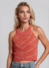 Beaded Knit Crop Tank Top Tank Tops Kate Hewko 