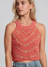 Beaded Knit Crop Tank Top Tank Tops Kate Hewko 