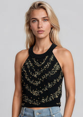 Beaded Knit Crop Tank Top Tank Tops Kate Hewko 