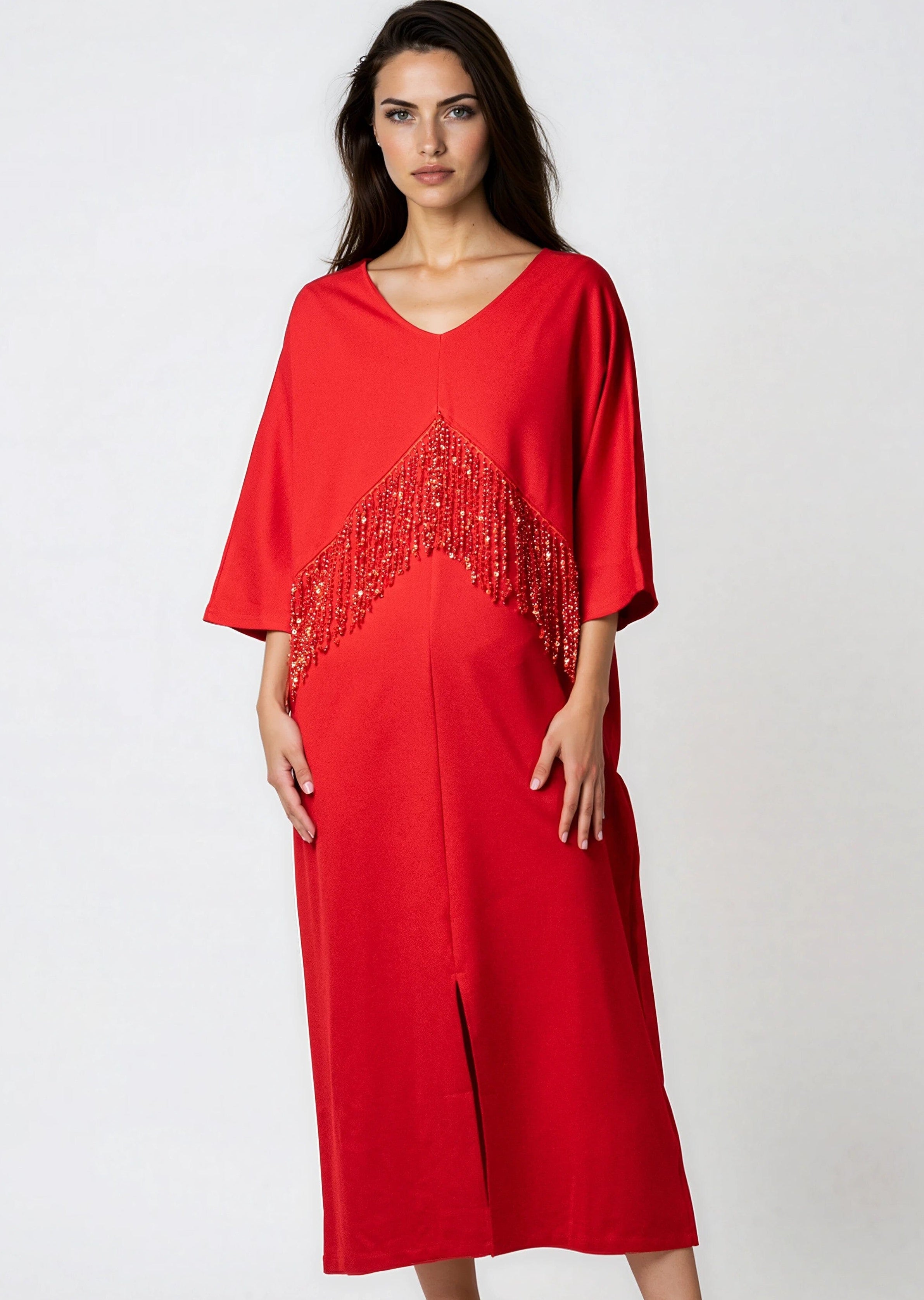 Beaded Sequin Fringe Midi Dress - Kate Hewko Black / One size Beaded Sequin Fringe Midi Dress - Kate Hewko Black / One size