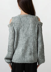 Bedazzled Cold Shoulder Faux Fur Sweater Sweaters Kate Hewko 