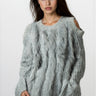 Bedazzled Cold Shoulder Faux Fur Sweater Sweaters Kate Hewko Gray One size 