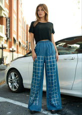Bejeweled Grid Denim Pants Pants Kate Hewko 