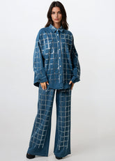 Bejeweled Grid Denim Pants Pants Kate Hewko 