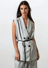 Belted Blazer Vest Pant Suit Two Piece Sets Kate Hewko 