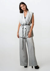 Belted Blazer Vest Pant Suit Two Piece Sets Kate Hewko 