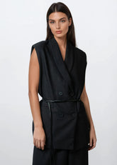 Belted Blazer Vest Pant Suit Two Piece Sets Kate Hewko 