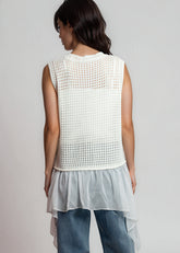 Belted Crochet Knit Sleeveless Tunic Tank Tops Kate Hewko 