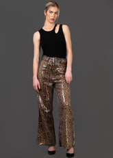 Belted Leopard Print Sequin Pants Pants Kate Hewko 