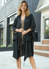 Black Rivet Kimono Layering Pieces Kate Hewko Black One Size 