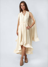 Boho Tie Neck Ruffle Midi Dress Dresses Kate Hewko 
