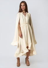 Boho Tie Neck Ruffle Midi Dress Dresses Kate Hewko 
