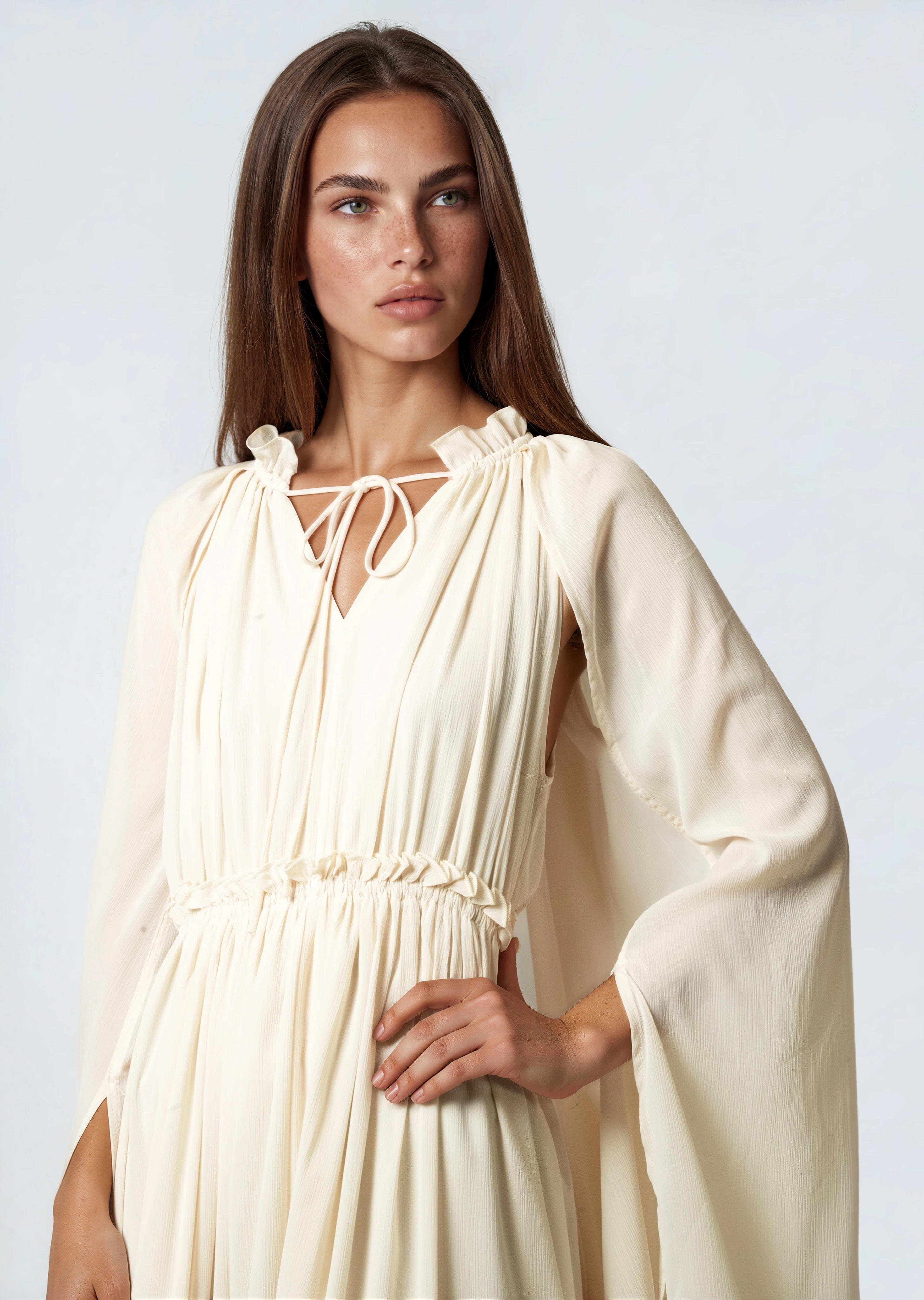 Boho Tie Neck Ruffle Midi Dress Boho Tie Neck Ruffle Midi Dress