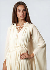 Boho Tie Neck Ruffle Midi Dress Dresses Kate Hewko 