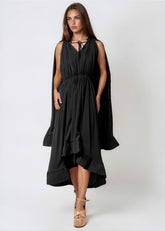 Boho Tie Neck Ruffle Midi Dress Dresses Kate Hewko 