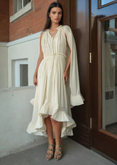 Boho Tie Neck Ruffle Midi Dress Dresses Kate Hewko 